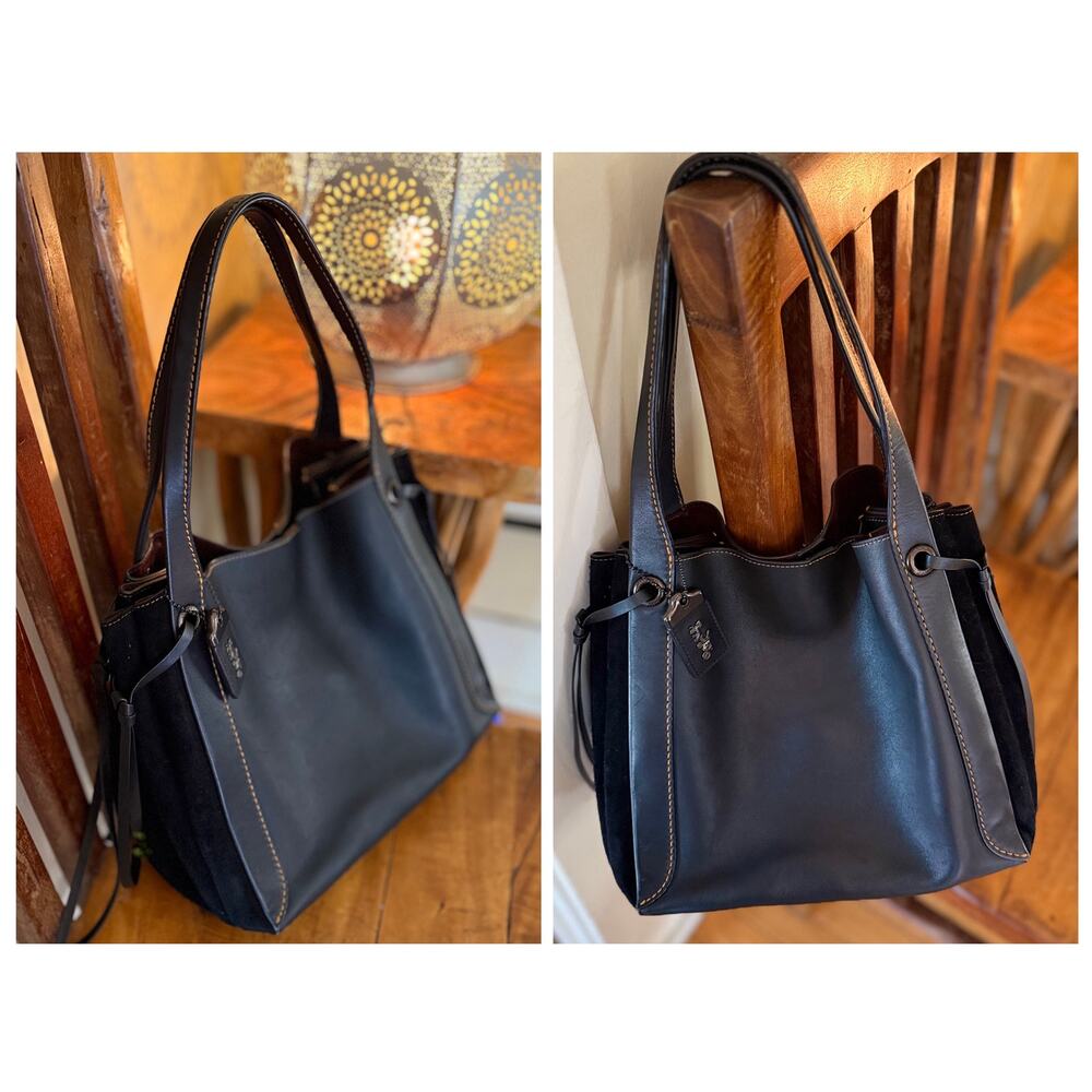 Coach 1941 Harmony Hobo Bag Black Glovetanned Leather & Suede - Picture 11 of 16